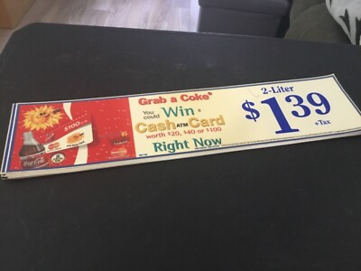 Crab a Coke and Win Glass Cooler Door Window Cling Advertising Sign