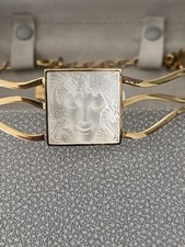 LALIQUE Arethuse Masque De Femme Crystal Cameo Gold Plate Choker