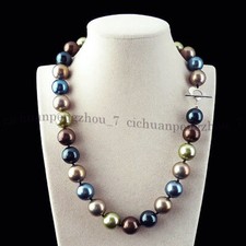 8/10/12/14mm Multicolor South Sea Shell Pearl Round Beads Necklace 14-48''