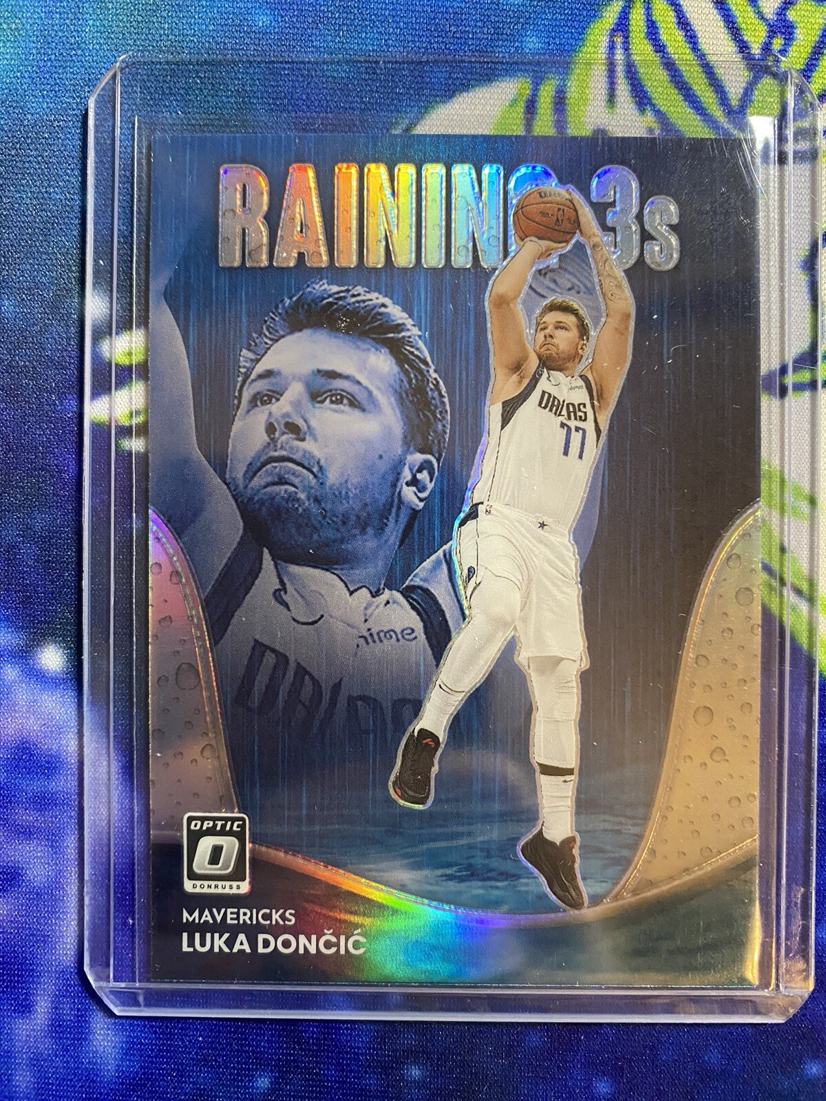 2022-23 Donruss Optic Raining 3s Holo #7 Luka Doncic - Dallas Mavericks