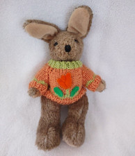 Plush Jointed Bunny Wearing Flower Sweater 10" From 1999