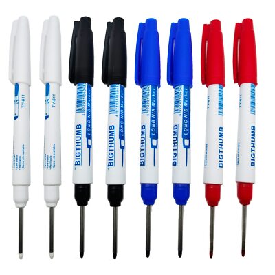 8Pcs Waterproof Deep Reach Markers Long Nose Permanent Marker Pens 2Mm Tip