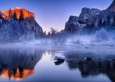 Landscape photography nature winter river mist snow Custom Gaming Mat Desk