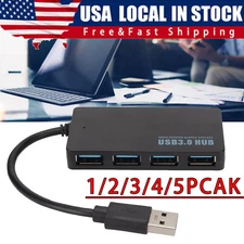 4 Port USB 3.0 Hub Cable  Power Adapter Splitter Multiple Extender for Laptop