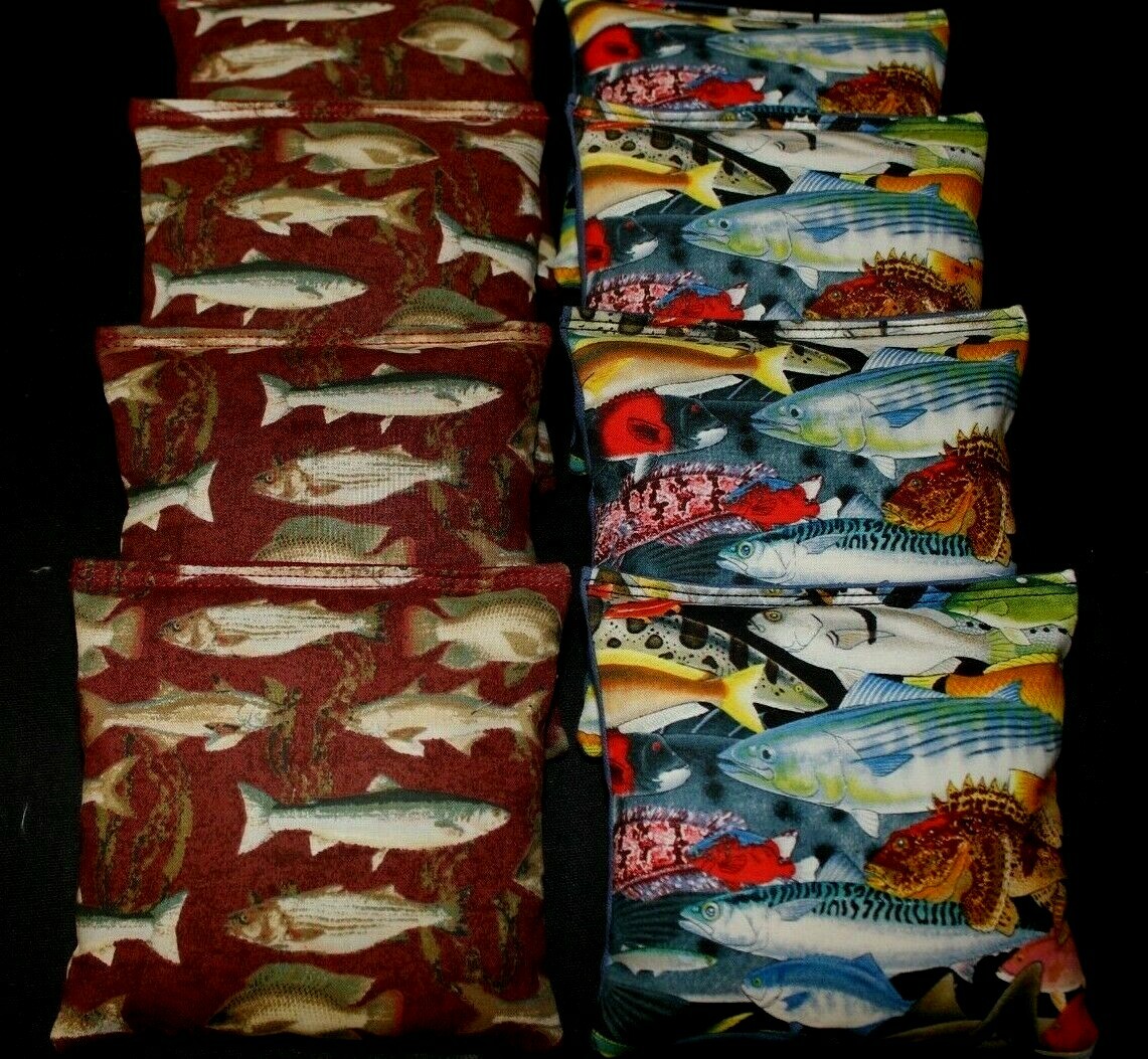 SO Many Fish CORNHOLE BEAN BAGS Bass Trout Realtree ACA Regulation Game Bags