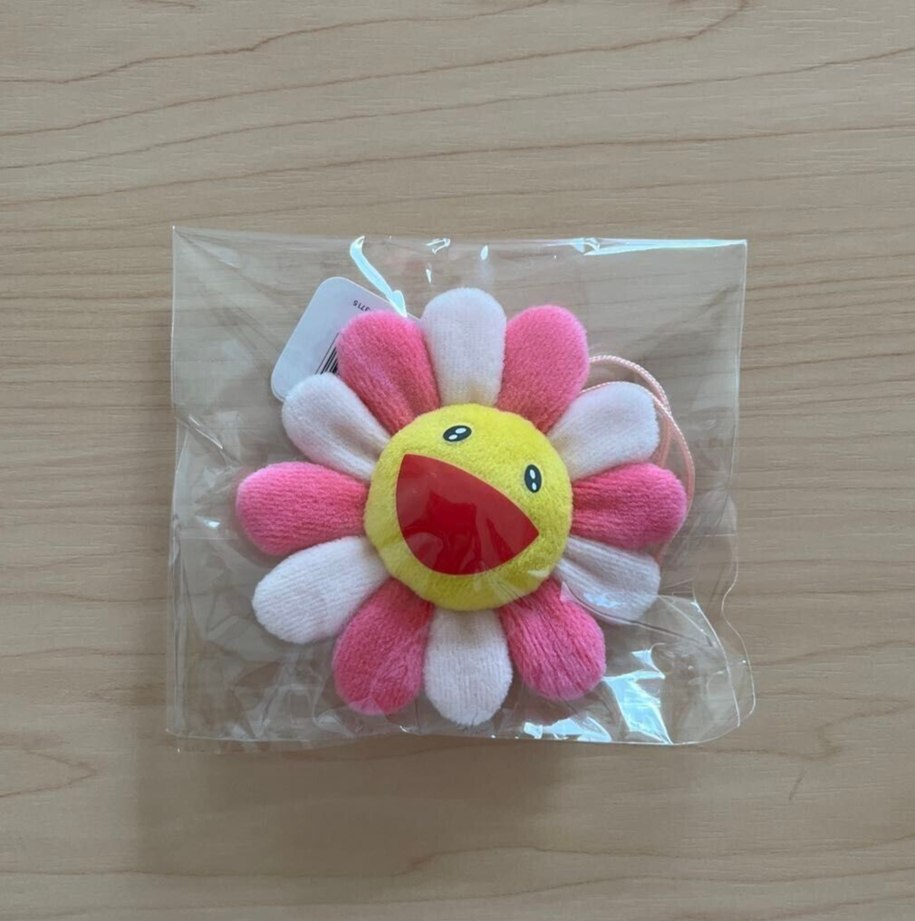 【Kaikai kiki】Flower Keychain Pink White × White Takashi Murakami Flowers Plush Mascot Keychain Bag charm