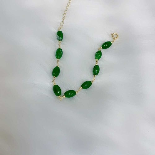 Schönes natürliches Jadeit Jade Ellipse Perlen Armband - Bild 1 von 8
