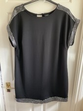 Yours Black Sequinned Shift Dress Tunic Size 20