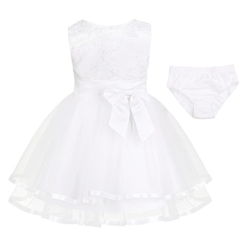 Baby Girls Dress Flower Princess Bridesmaid Wedding Gown Christening Party Skirt - Picture 8 of 21