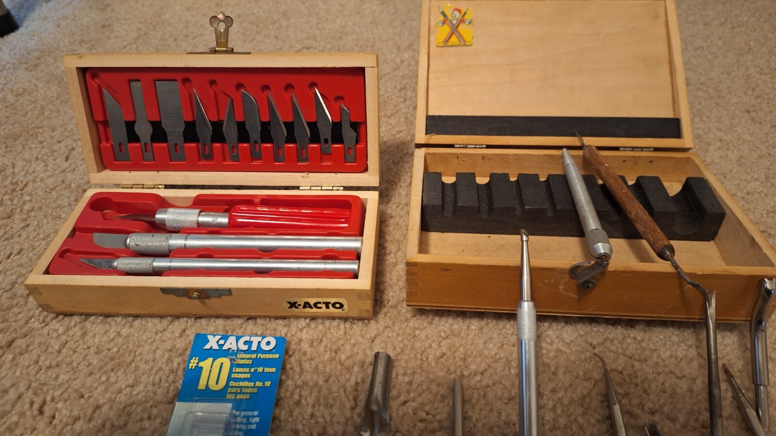 XActo Knife Set Wood Worker/Carver Wooden Box Tool Kit eBay