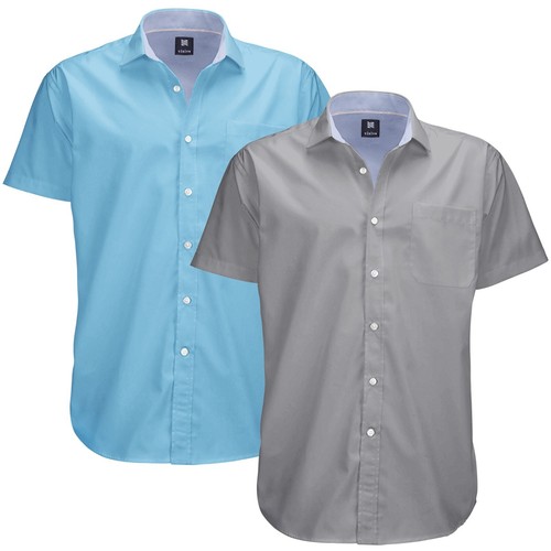 Camicia abito Oxford da uomo a maniche corte con bottoni - vestibilità classica - Foto 37 di 40