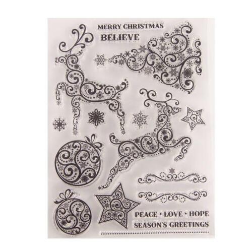 Xmas Deer Tree Silicone Clear Seal Stamp DIY Scrapbooking Embossing Photo Album - Picture 1 of 6