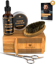 Naturenics Premium Beard Grooming Kit for Men - 100 Organic Unscented Beard Oi