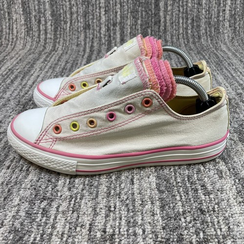 Converse All Star Girls Size 5 Pink Multi Tongue Skateboard Shoes No Laces - Picture 5 of 10