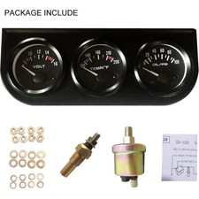 Triple Gauge Set Universal Car 2'' Oil Pressure Voltage Meter Water Temperature