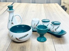 VINTAGE BOURNE DENBY GREENWHEAT CRUET SET EIERBECHER &Ouml;LFLASCHE SUAGR