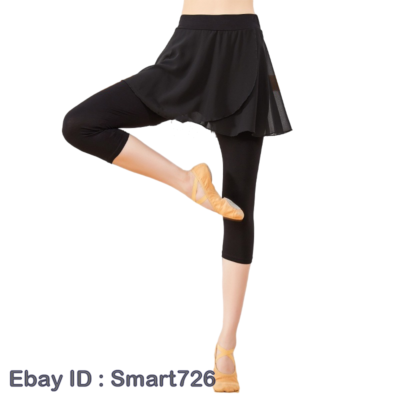 Modern Dance Pants With Chiffon Short Skirt Ballet Latin Dance Ankle  Leggings