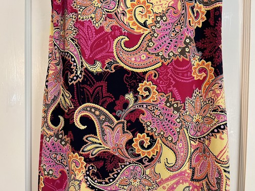 Women's Dress R&K 8P Fushia,Yellow,Orange,Brn,Black&Orange Paisley Dress (F531N) - Picture 8 of 11