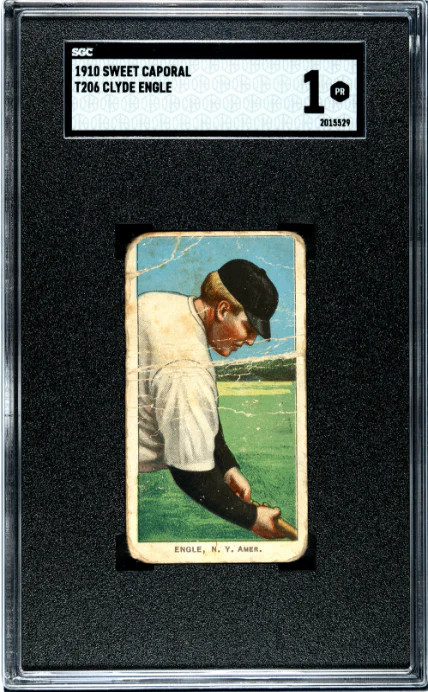 1909 T206 CLYDE ENGLE SWEET CAPORAL 350 BACK STAMP SGC 1 NEW YORK HIGHLANDERS