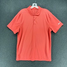 Nike Dri-Fit Victory Golf Polo Shirt Mens M Coral Pink Red Short Sleeve Solid
