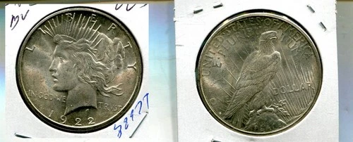 1922 S PEACE SILVER DOLLAR CH BU 3897T