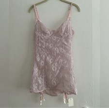 TOPSHOP Violet/Pink Lace Bustier Corset Floral Sheer Adjustable Strap UK 12 US 8