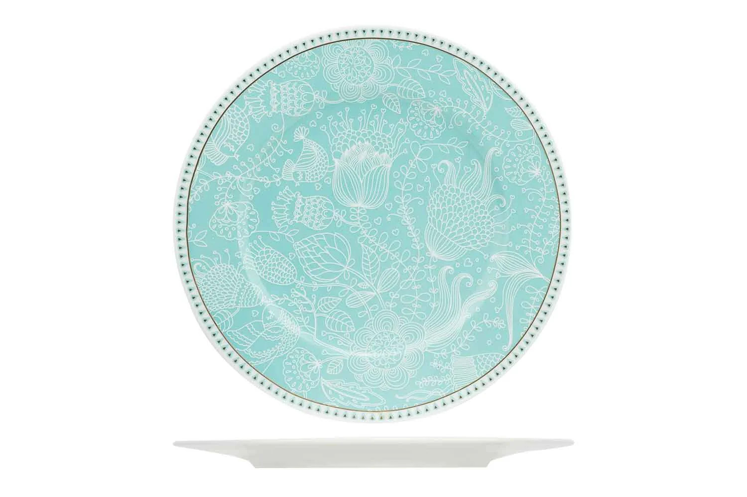 Assiettes modernes DENTELLA Blue 21cm anti-rayures 6 pièces