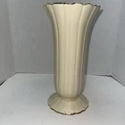 Haeger Ivory Flower Vase With Gold Trim 12 inch Tall