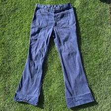 Vintage 70s Male Slacks Jeans Dark Wash Denim Bell Bottoms 31 x 29.5 USA