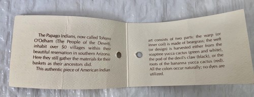 Tohono O'odham Papago Cesto Erba Orso Indiano Americano Tessuto a Mano Piccolo con Etichetta - Foto 10 di 11