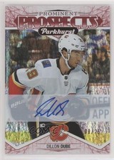 2018-19 Upper Deck Parkhurst Prominent Prospects Red 8/25 Dillon Dube Auto 3vx