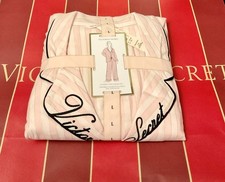 Victoria  s Secret Flannel Long Pajama Set 2 Piece Pj Set Pink Stripe With Logo L