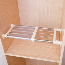 Closet Tension Shelf & Rod Expandable Metal Storage Rack Adjustable Organiz