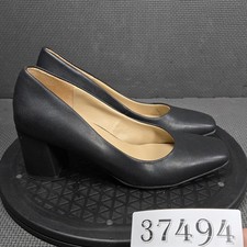 Naturalizer Warner Shoes Womens Size 6 Black Block Heel Square Toe Pumps Comfort