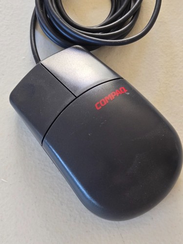 Vintage Compaq MUS9J N Two Button Ball Mouse Dark Gray