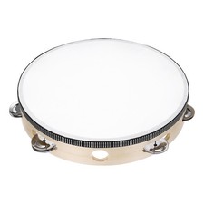 Tambourine Drum 10 Inch Hand Held Tambourine for Adults, Wood Color