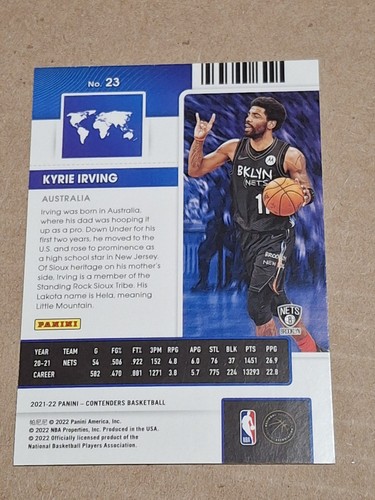 2021 KYRIE IRVING PANINI CONTENDERS NETS INTERNATIONAL TICKET NBA CARD #23 MAVS - Picture 2 of 2