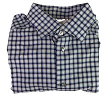Eton Contemporary Dress Shirt Mens 16/41 Button Up Blue Checked Spread Collar