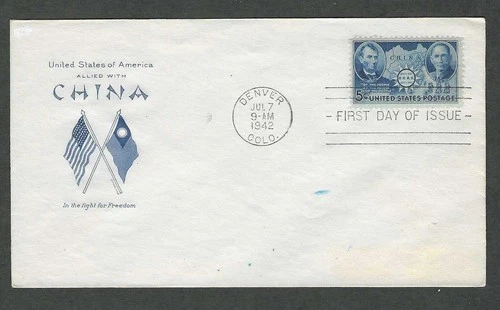 US - 1942. 7. 7  Support China against Japan/Sun Yat-sen First Day Cover x 1#863