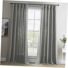Basic Faux Linen Light Filtering Curtains 50"W x 108"L Pack of 2 Light Grey