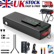 48V 52V 30Ah Electric Bicycle E-bike Battery Lithium LED Rear Seat Rack Battery