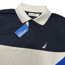 Nautica Mens Performance Polo Shirt Navy White Blue Colorblock KR8420 XS NEW