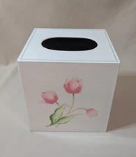 Vintage Andre Richard Floral Tissue Box Cover Made in Japan Pink Flowers Cottage