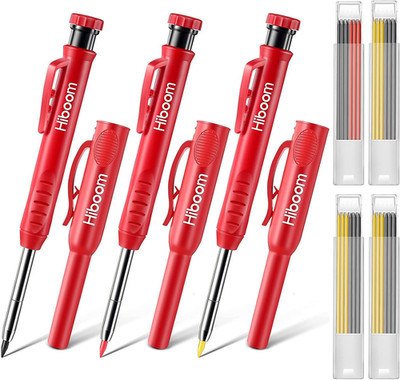 3 Pack Carpenter Pencils Set with 24 Refills, 2.8 Mm Carpenters Mechanical Penci