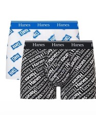 Limited Edition Hanes Stretch Trunks Black  White/Blue LRG 36-38 NEW
