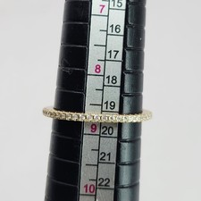 925 Sterling Silver Gold Vermeil Clear CZ Sparkly Eternity Band Thin Ring Sz 8.7