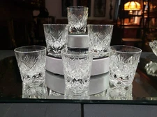 (6) Whiskey Tumblers Shot Glasses American Brilliant Period Cut Glass Geometric