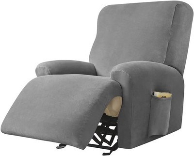 Sesselbezug Stretch Samt Dunkelgrau Relaxsessel Husse Schonbezug elastisch Sofa