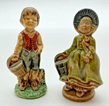 Vintage Red Rose Tea Wade Whimsies Jack and Jill Nursery Rhyme Figurines 1970s