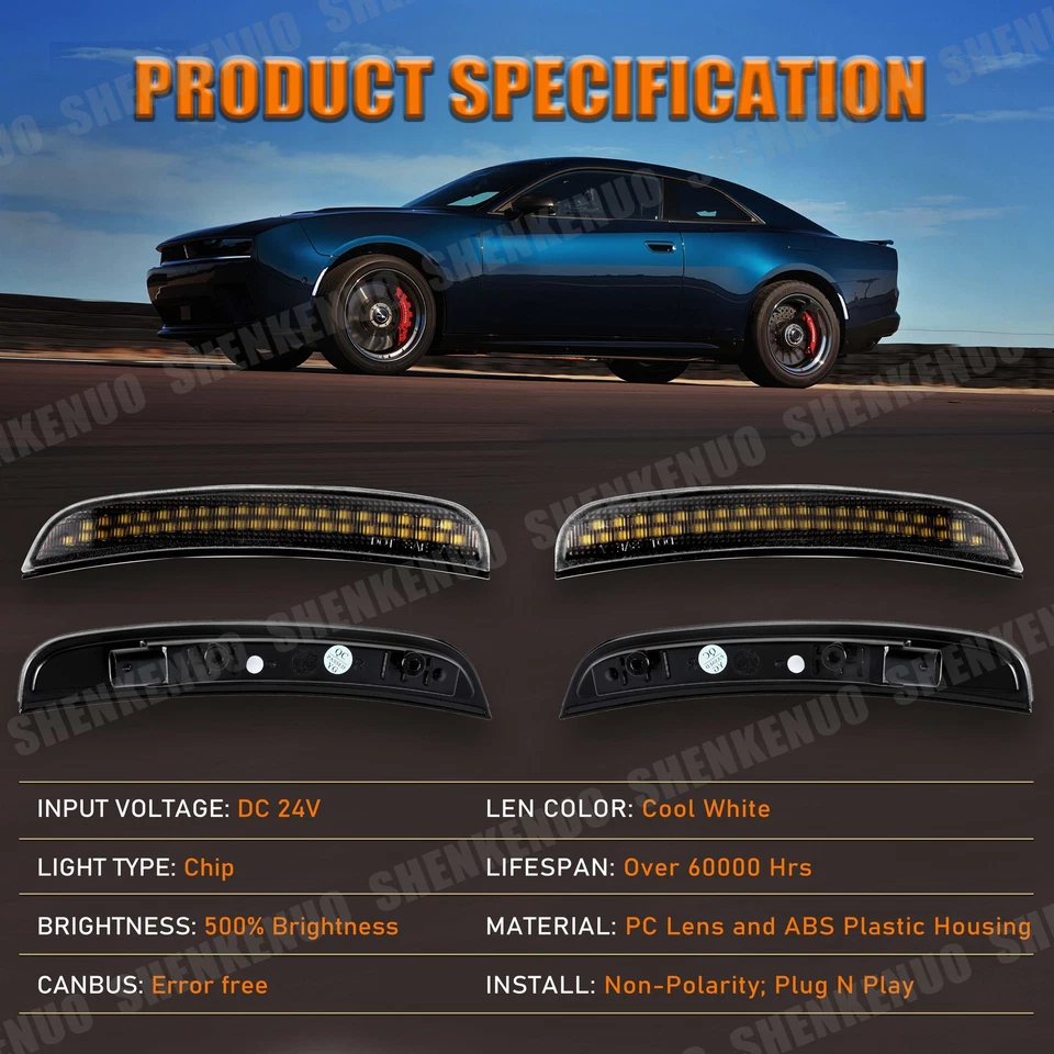 Parachoques delantero trasero LED luces de señalización laterales LED para Dodge Charger 2015-2023 4 piezas Foto 2 de 4